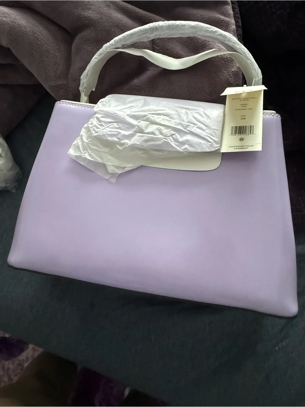 Tory Burch Britten Patent Small Satchel Lavender